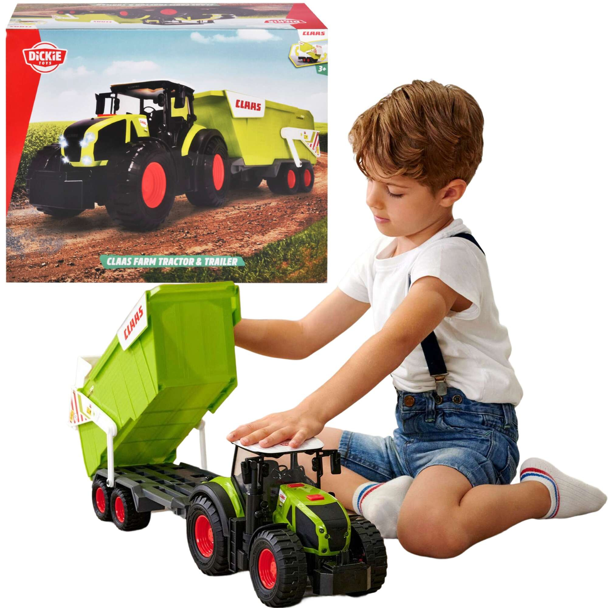 Duy interaktywny traktor cignik z przyczep Claas wiato/dwik 64 cm