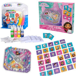 Aqua Gelz Zestaw Kreatywny morskie stworzenia 7 kolorów żeli z foremkami + towarzyska gra planszowa chińczyk Pop Up Koci Domek Gabi i Memo