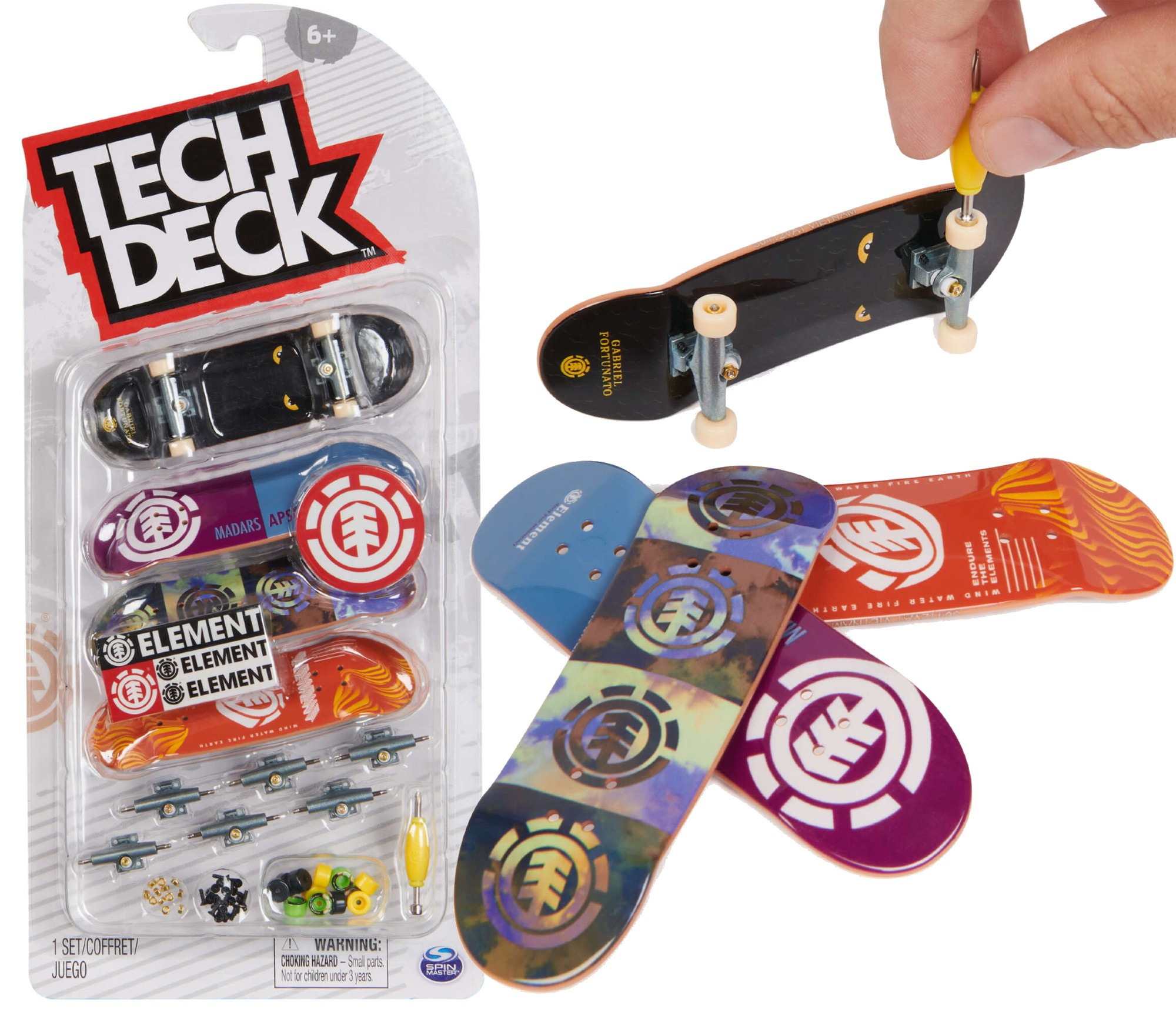 Fingerboard Zestaw Deskorolki 4pak Do Zoenia Element + Akcesoria Tech Deck