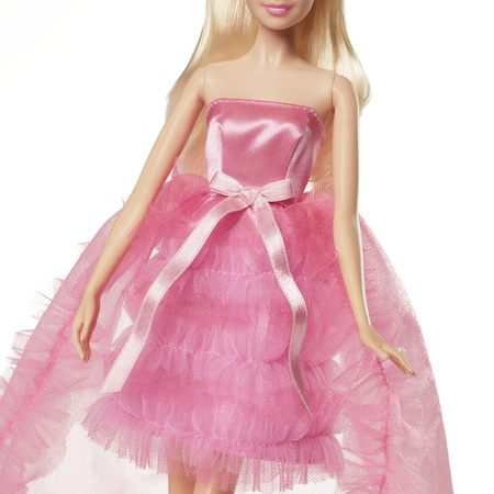 Barbie Lalka Kolekcjonerska w różowej sukience Urodzinowe życzenia 30 cm
