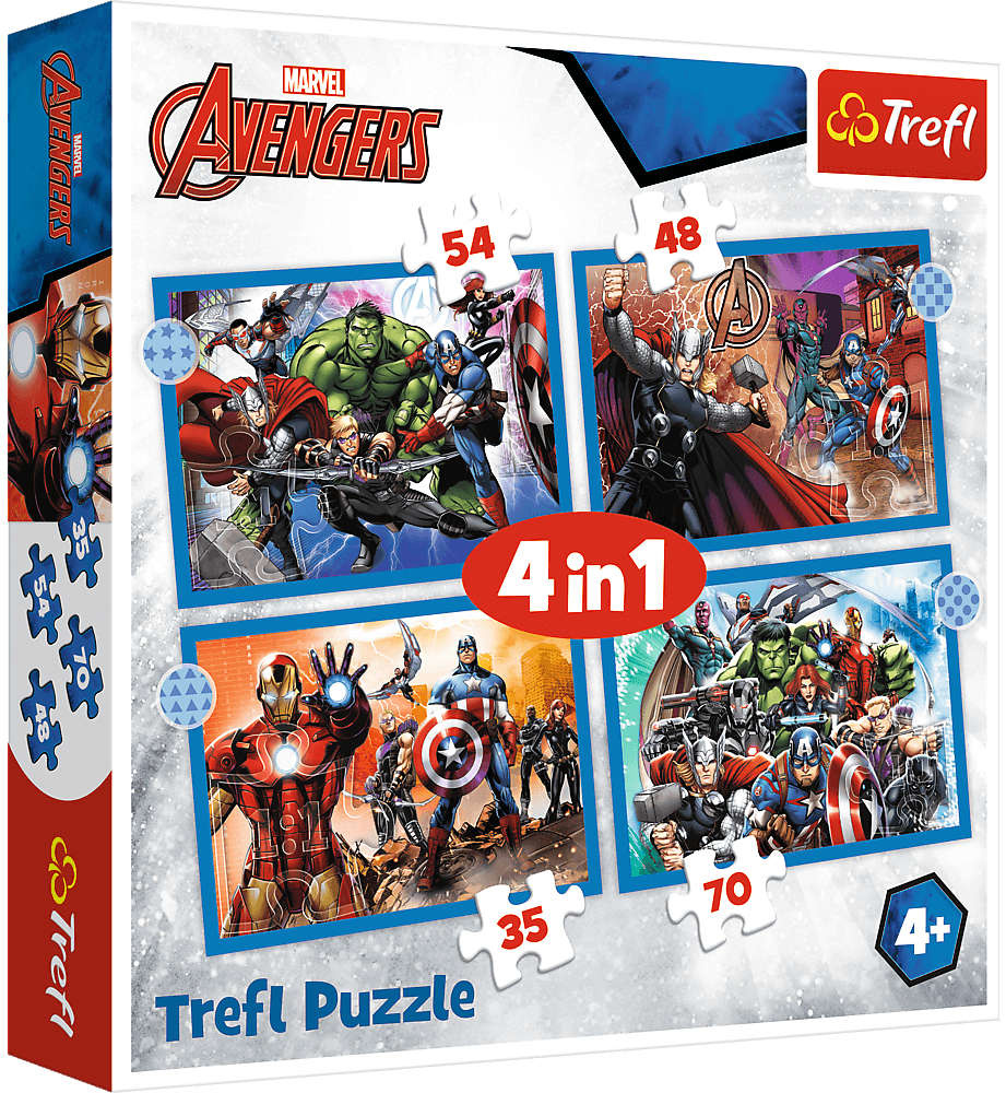 Trefl Puzzle 4w1 Marvel Odwani Avengersi