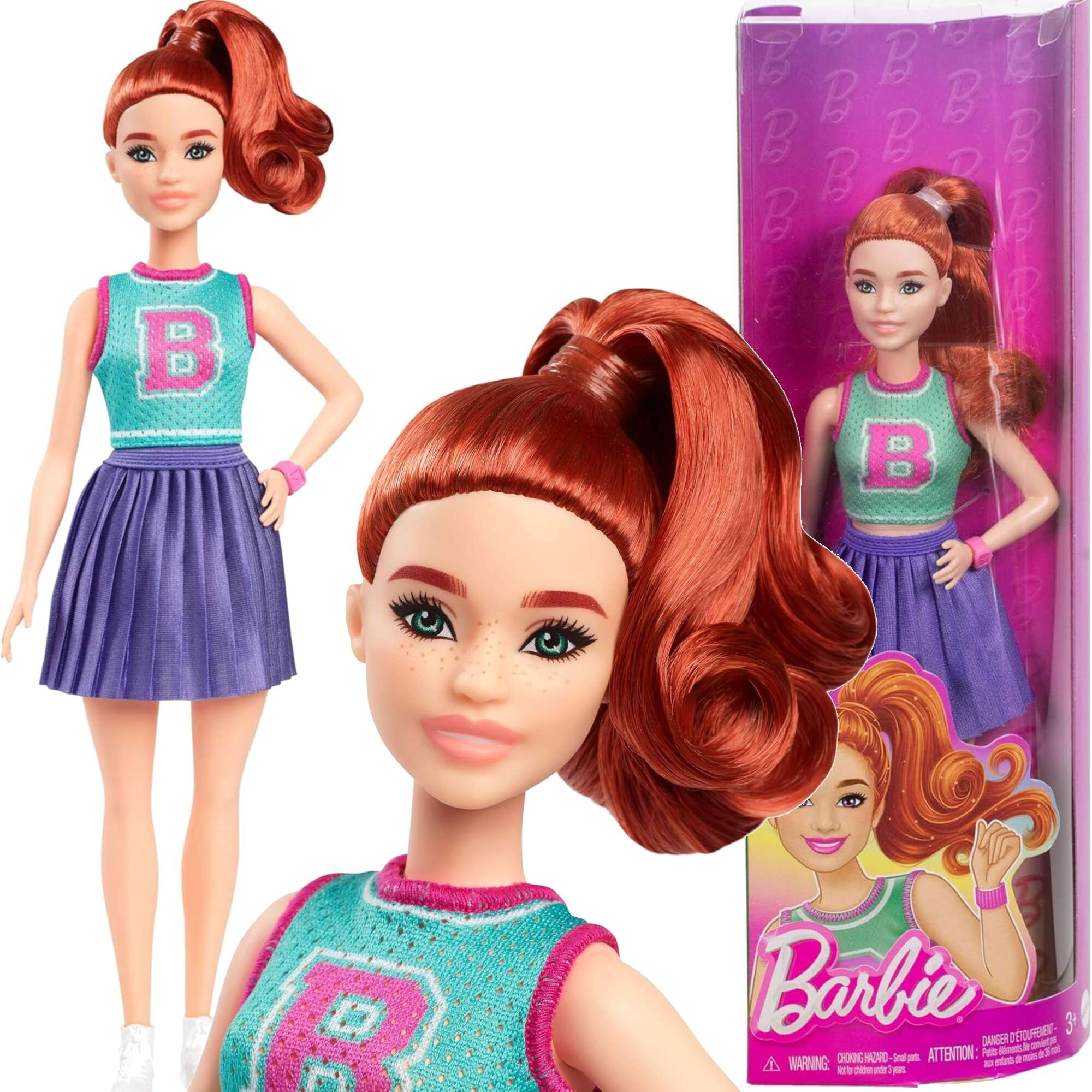 Lalka Barbie Fashionistas rudowosa w topie i spdnicy