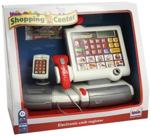Elektroniczna kasa sklepowa + zabawkowy koszyk na zakupy z akcesoriami dla dzieci AGD 3+