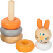 Zestaw 5 sztuk - Drewniana Wieża Królik Piramida z kółek Układanka Montessori Small Foot