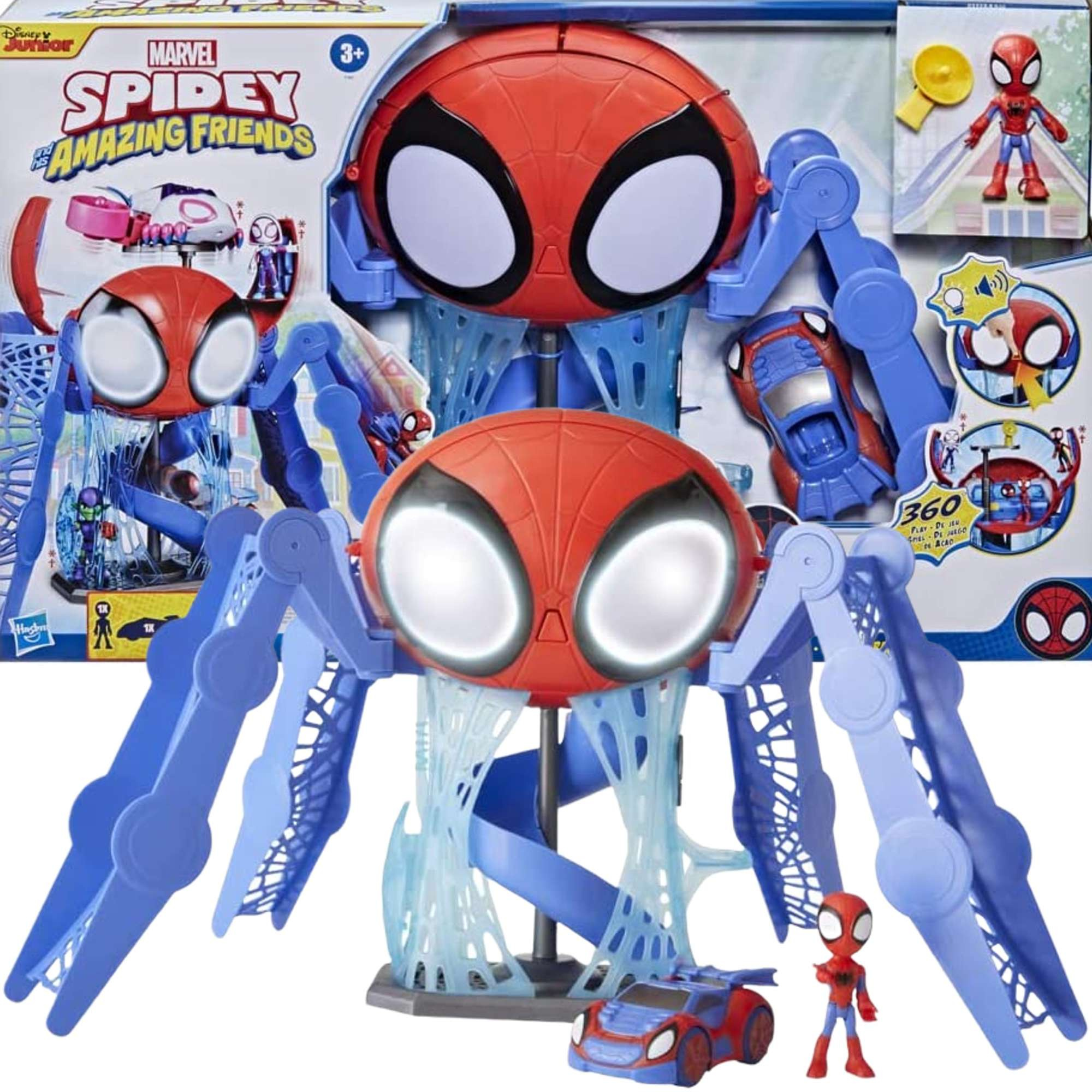 Spiderman Marvel Spidey i Super Kumple Pajcza Baza + autko i figurka