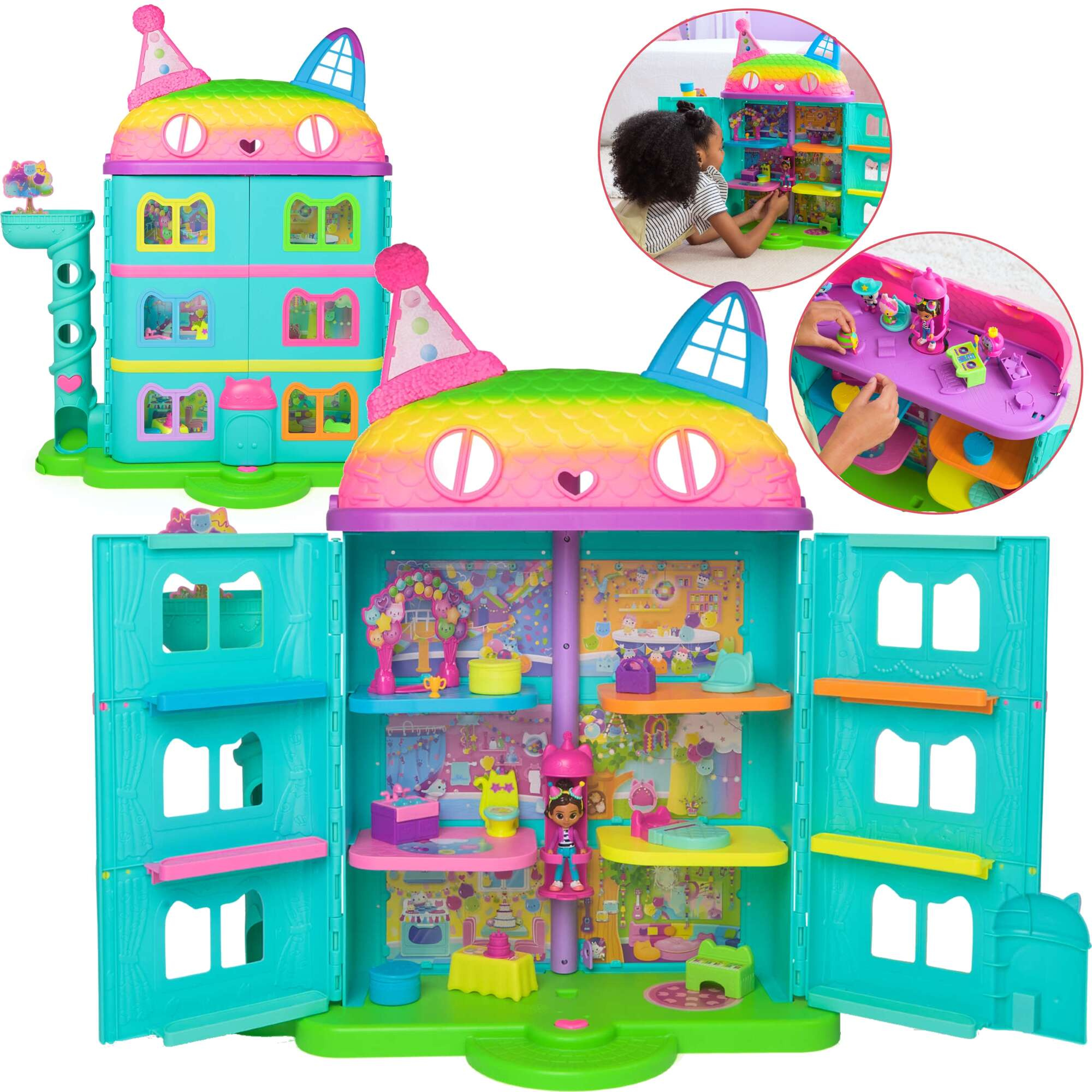 Koci Domek Gabi Wielki tczowy dom z wind i laleczk Gabby's Celebration Dollhouse z dwikiem 60 cm