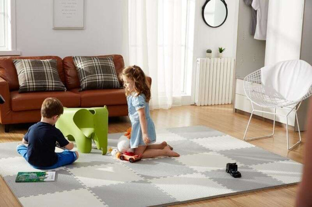 Mata piankowa podłogowa Humbi 360x240 Duże puzzle piankowe wodoodporne bezpieczne 24 szt. żółty, biały