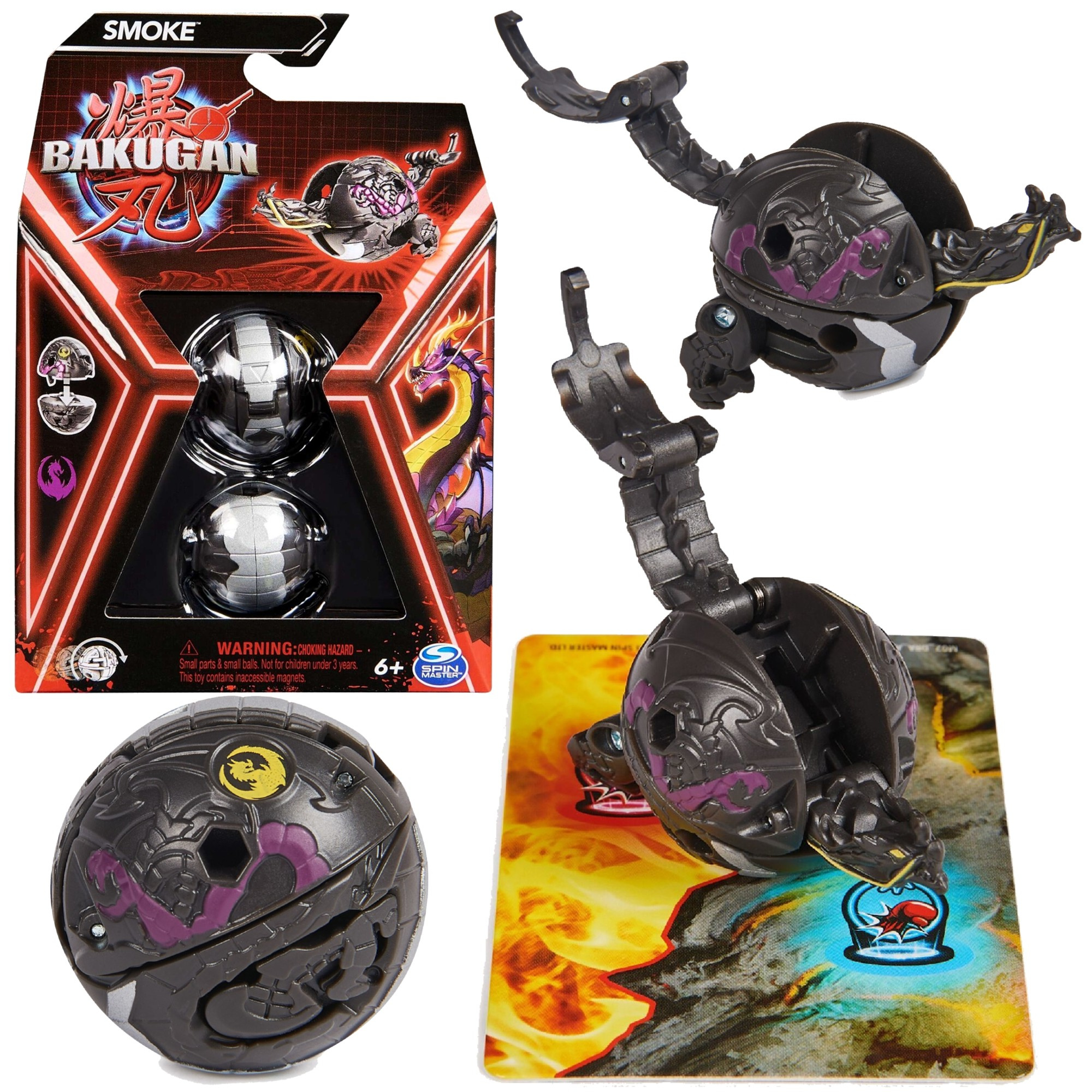 Bakugan Smoke Czarna figurka bitewna transformujca + karty