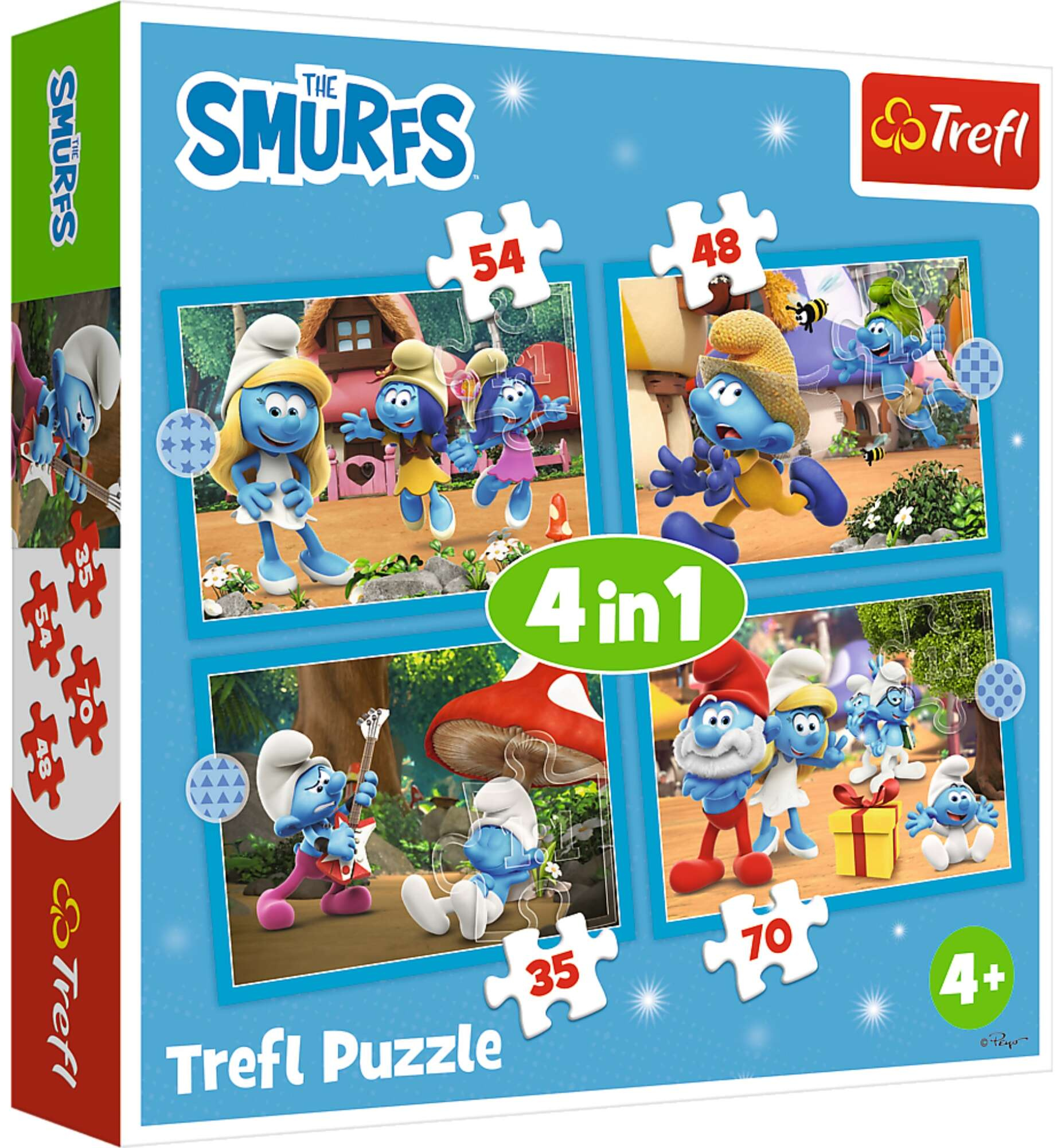 Trefl Puzzle 4w1 Wioska Smerfw The Smerfs kolorowa Ukadanka dla najmodszych 4+