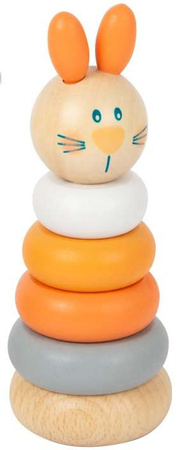 Zestaw 5 sztuk - Drewniana Wieża Królik Piramida z kółek Układanka Montessori Small Foot