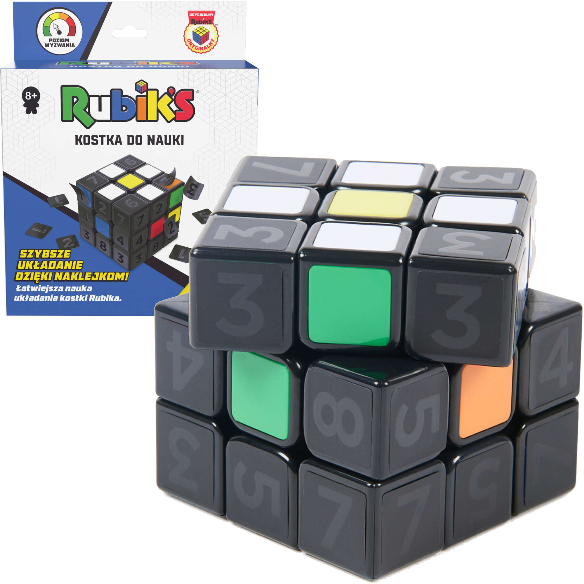 Rubik's Kostka do nauki kolorowa strategiczna gra z naklejkami Poradnik Spin Master