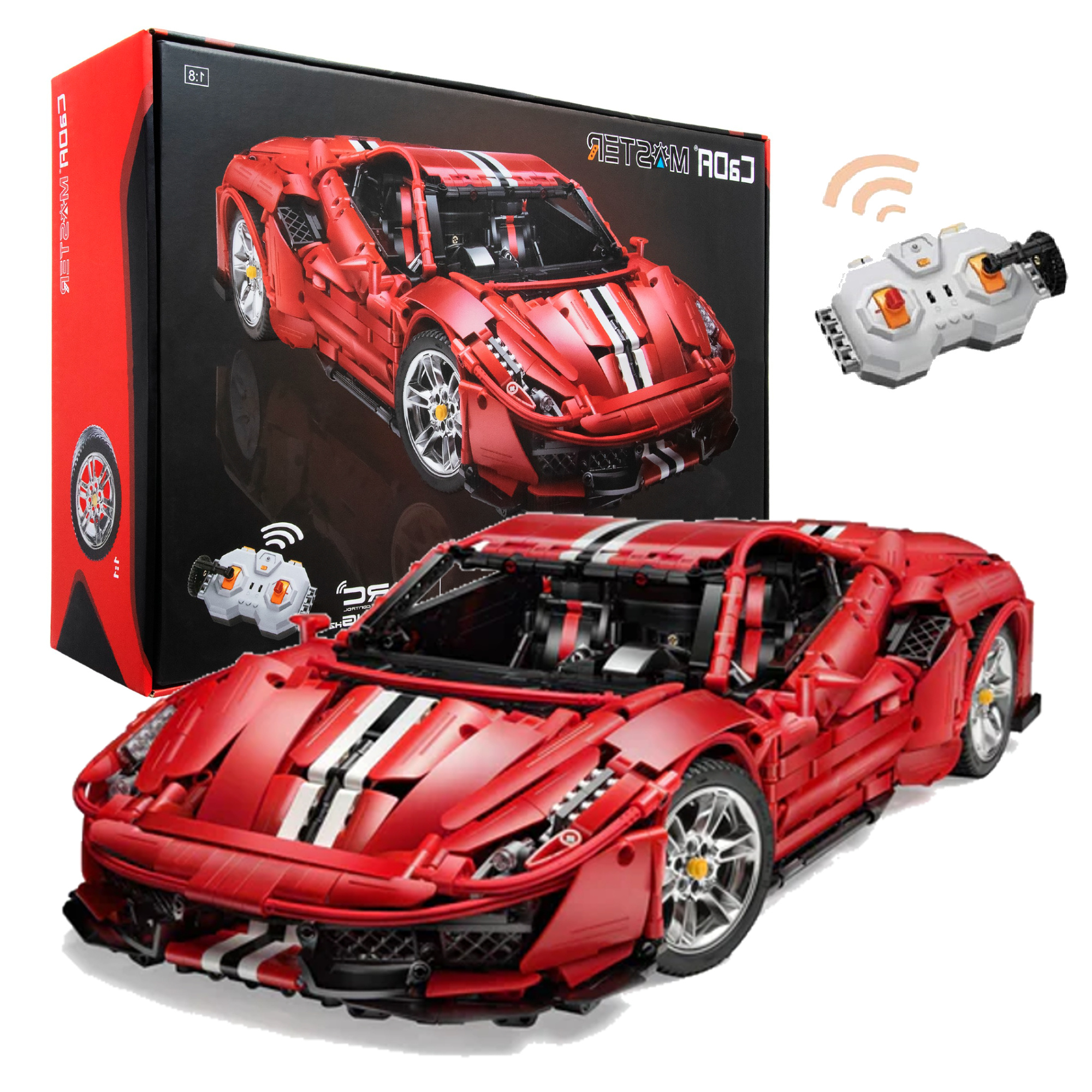 Klocki konstrukcyjne CaDA Master Zdalnie sterowane due auto sportowe 52 cm Italian Super Car Samochd Pojazd wycigowy 3187 elementw RC