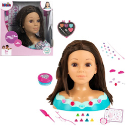 Lalka Duża Głowa do stylizacji czesania włosów Fryzjer Mia+ paletka do makijażu dla dzieci