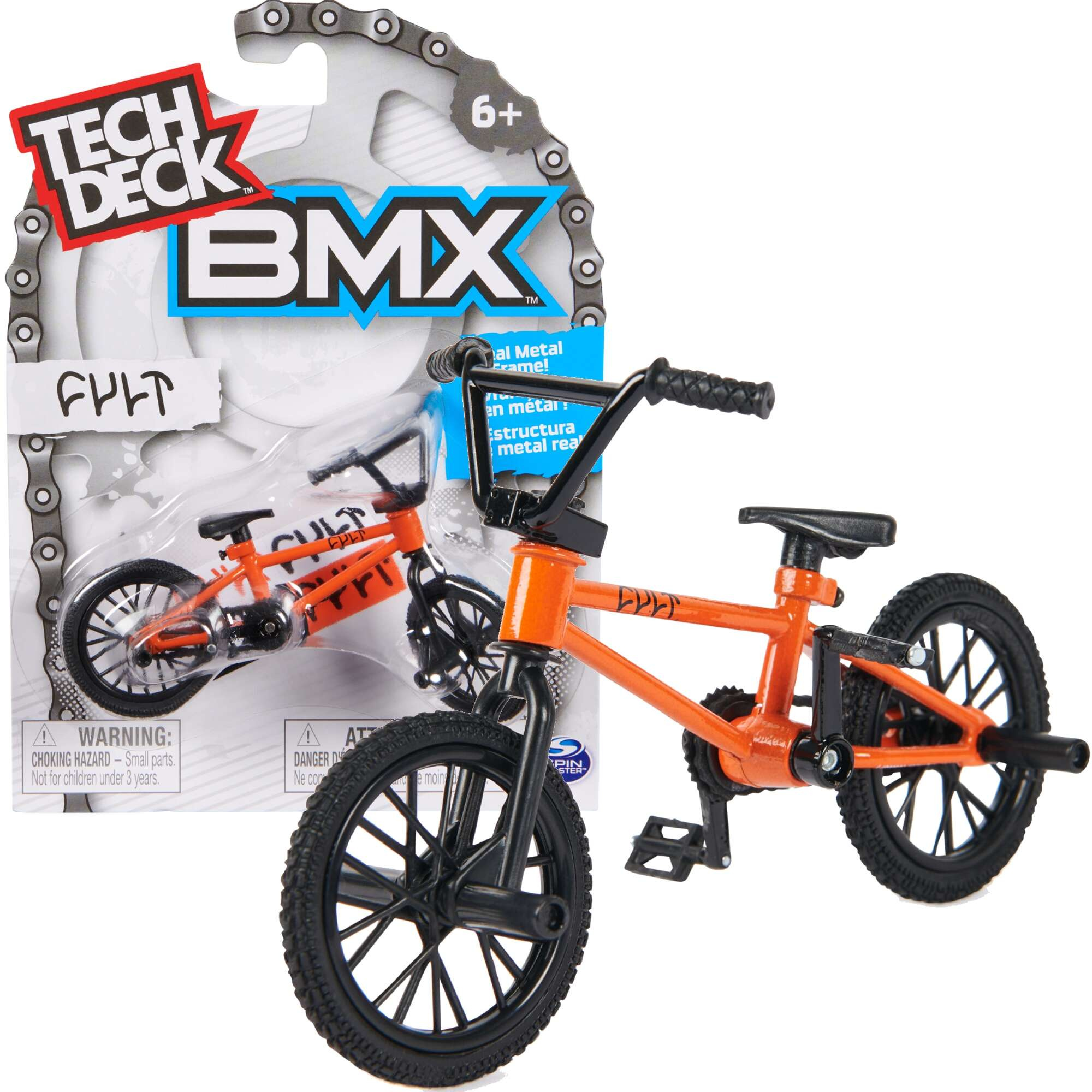 Fingerbike Rower BMX mini Cult pomaraczowy + naklejki Tech Deck Spin Master