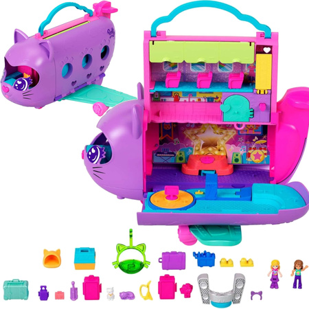 Polly Pocket Kitty Airways Adventures in Rio Kotolot Zestaw Samolot z 2 Lalkami i Akcesoriami 20 elementów