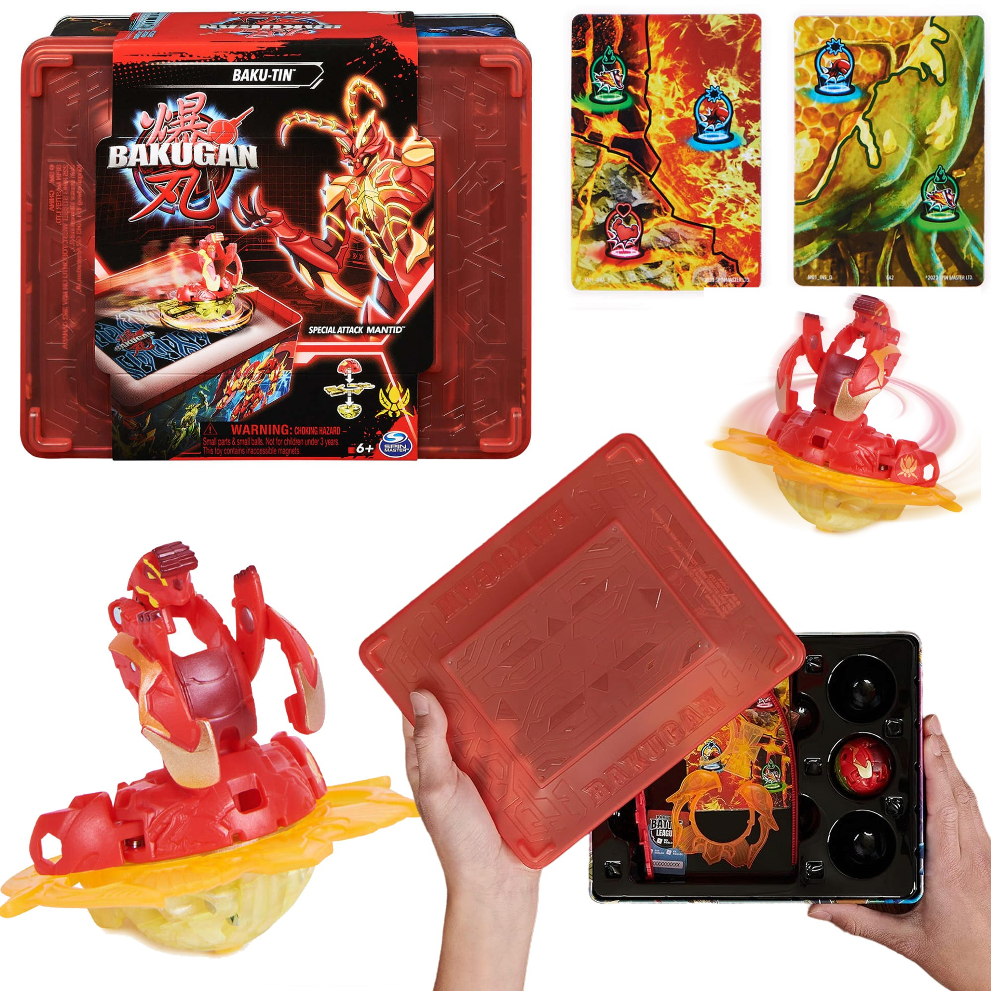 Bakugan Legends Baku-Tin pudeko puszka pojemnik Special Attack Mantid +karty