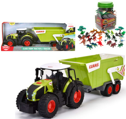 Duży interaktywny traktor ciągnik z przyczepą Claas światło/dźwięk 64 cm