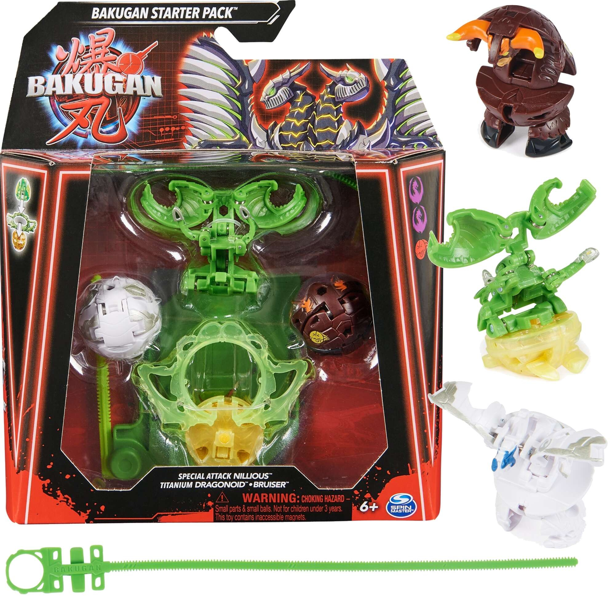 Zestaw Bakugan Starter Pack Gra strategiczna zestaw startowy 3 figurki Special Attack Nillious