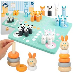 Small Foot Drewniany chińczyk Zwierzątka Ludo Animals pastel + drewniana układanka wieża Królik