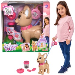 Chi Chi Love Interaktywny Piesek z różową smyczą 28 cm Poo Poo Puppy robi kupkę 3+