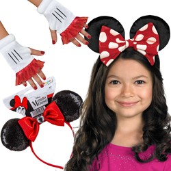 Disney Myszka Minnie zestaw 3w1: 2 opaski z uszkami oraz rękawiczki bez palców