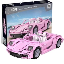 Klocki konstrukcyjne CaDA Duży samochód Kabriolet różowy 37 cm Auto Pojazd Cabrio Pink Holiday 1181 elementów