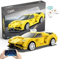 Klocki konstrukcyjne CaDA Samochód zdalnie sterowany Auto wyścigowe 20 cm żółty EVO Race Car Pojazd 289 elementów RC Dual Mode