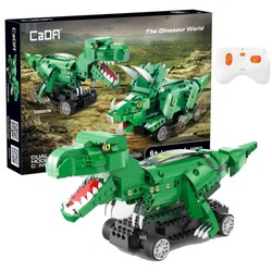 Klocki konstrukcyjne CaDA Zdalnie sterowana figurka Zielony Dinozaur T-Rex Tyranozaur RC Dual Mode 343 elementy