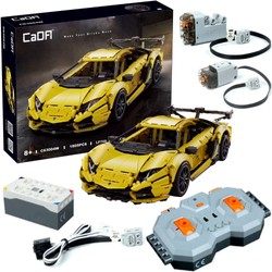 Klocki konstrukcyjne CaDA Zdalnie sterowane duże auto sportowe LP700 49 cm Samochód żółty Pojazd LP700 Sports Car z napędem Power System Pro Światło LED RC 1805 elementów