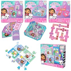 Koci Domek Gabi zestaw gier 3w1 Domino Pop-up Karty Jumbo oraz drewniane puzzle 4 układanki