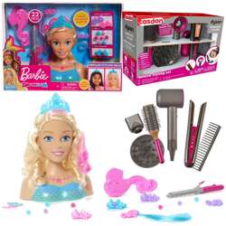 Lalka Głowa do czesania i stylizacji Syrenka Fryzjer Barbie Dreamtopia z akcesoriami + Dyson Zestaw do stylizacji włosów z suszarką i prostownicą Deluxe