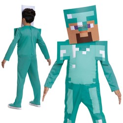 Minecraft strój karnawałowy Steve w diamentowej zbroi kostium przebranie 127-136 cm (7-8 lat)