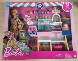 OUTLET Barbie zestaw do pielęgnacji zwierząt lalka figurki + akcesoria 25 elementów USZODZONE OPAKOWANIE