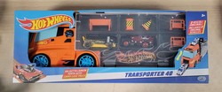 OUTLET Hot Wheels pojemna Ciężarówka Transporter + 2 kolorowe autka samochodziki wyścigowe i akcesoria drogowe WADLIWA