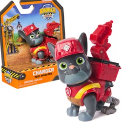 Psi Patrol Rubble&Crew Figurka Piesek Rubble i jego Ekipa Budowlaniec z ruchomym plecakiem figurka Charger 6 cm