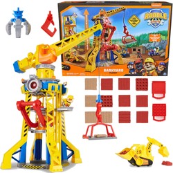 Psi Patrol Rubble i jego Ekipa Rubble&Crew Bark Yard Crane Tower Duży zestaw Dźwig 60cm żółty Buldożer z figurką i piaskiem kinetycznym  + akcesoria Dźwięk