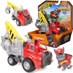 Psi Patrol Rubble i jego Ekipa Rubble&Crew Charger Pojazd budowlany czerwony Chwytak  Dźwig z Figurką 6cm