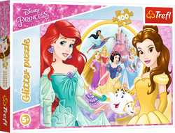 Puzzle 100 Disney Bella i Arielka glitter błyszczące księżniczki Trefl