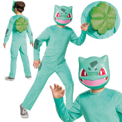 Strój karnawałowy Pokemon Bulbasaur kostium zielone przebranie Kigurumi 109-126 cm (4-6 lat)