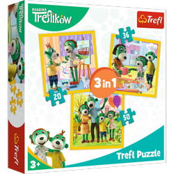 Trefl 34850 Puzzle 3w1 Rodzina Treflików