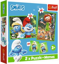 Trefl Puzzle 2w1 + memos Wesołe zabawy Smerfów The Smurfs dzień 3+