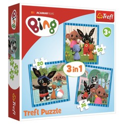 Trefl Puzzle 3w1 Bing Zabawy z przyjaciółmi