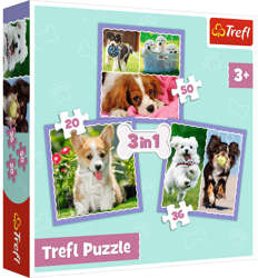 Trefl Puzzle 3w1 Urocze pieski