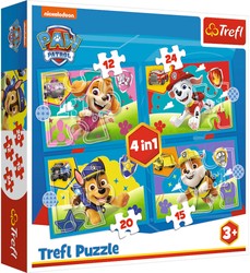 Trefl Puzzle 4w1 Biegnące pieski kolorowa Układanka dla Najmłodszych 3+