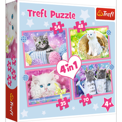 Trefl Puzzle 4w1 Zabawne kotki