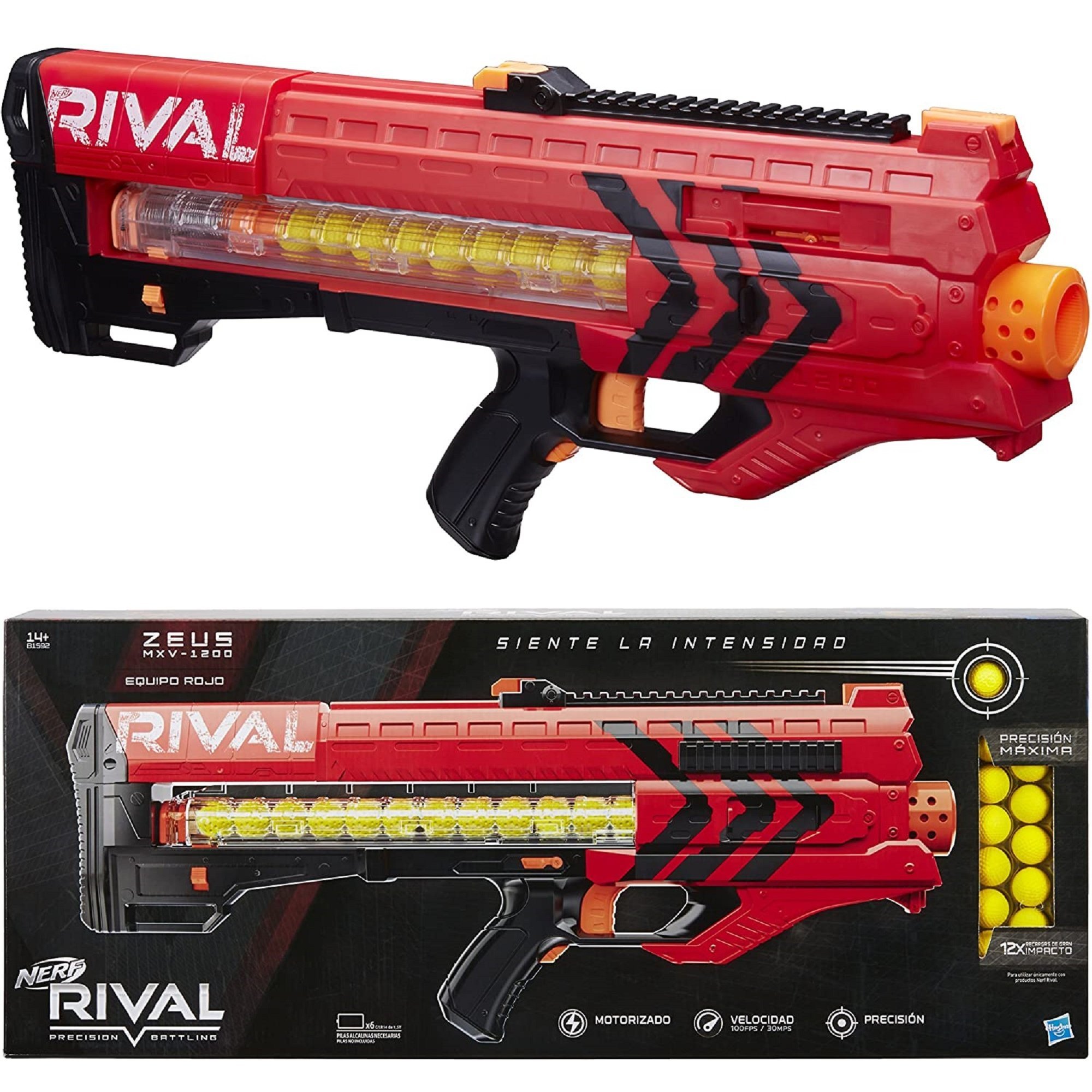 Hasbro B1592 Nerf Rival Zeus MXV-1200 Czerwony Wyrzutnia : Humbi.pl