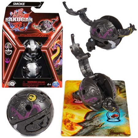 Bakugan Smoke Czarna figurka bitewna transformująca + karty