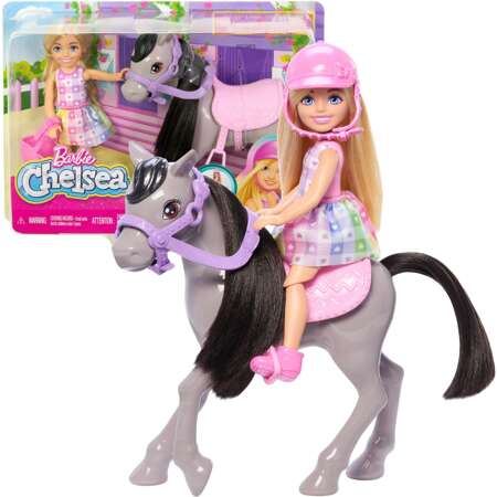 Barbie Zestaw lalka Chelsea z kucykiem + akcesoria figurka pony