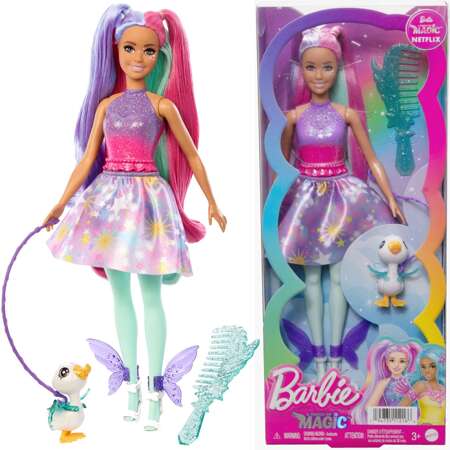 Barbie mały zestaw Lalka Kolekcjonerska a Touch of Magic Teresa niebieskowłosa wróżka + pupil i akcesoria