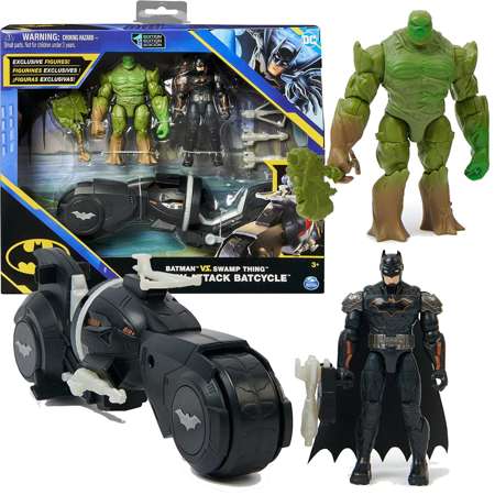 Batman vs Potwór z bagien DC Zestaw Swamp Thing + motor motocykl i akcesoria